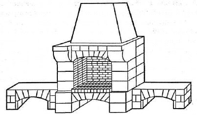 Рис. 25. Эскиз камина облицованного керамической плиткой ручной работы